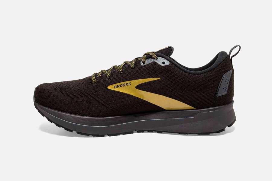 Brooks Running Shoes - Revel 4 Road Mens - Black/Gold - HJK-801925